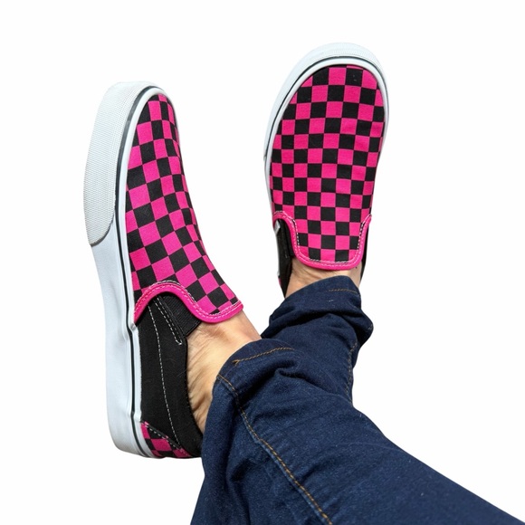 NWOT Vans Pink & Black Checkerboard Unisex Slip-On Skate Shoe - Size 8.5 - Picture 7 of 16